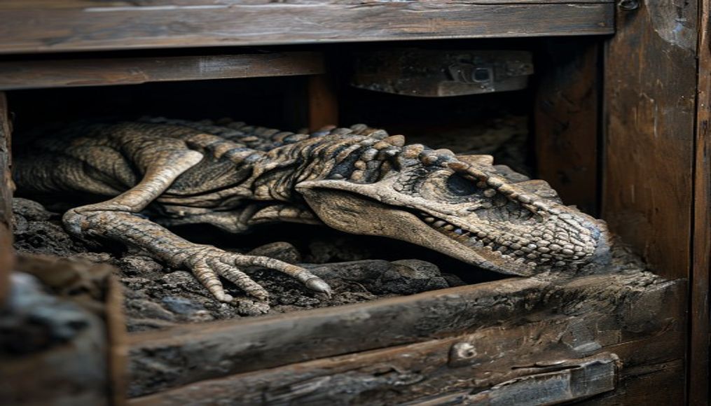 A rare dinosaur fossil from Antarctica is found tucked away in a drawer — editorial image