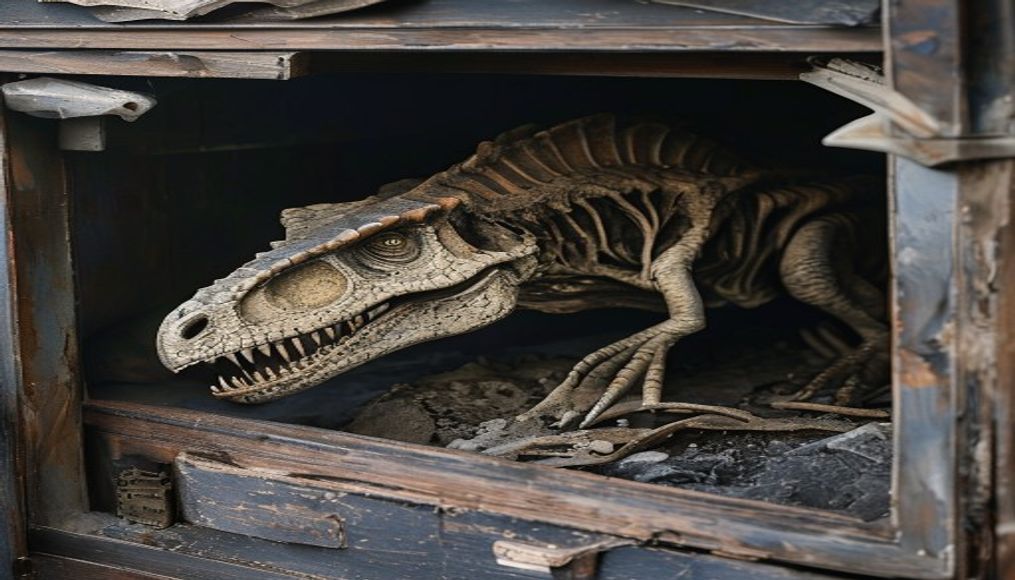 A rare dinosaur fossil from Antarctica is found tucked away in a drawer — editorial image