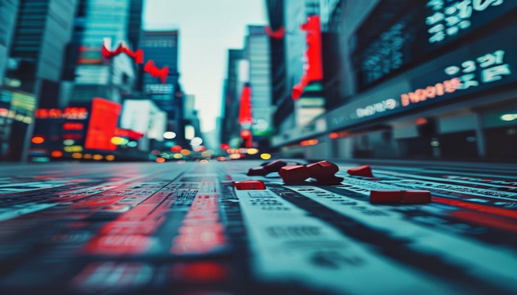 Asia stock markets slide as tech shares slump — editorial image