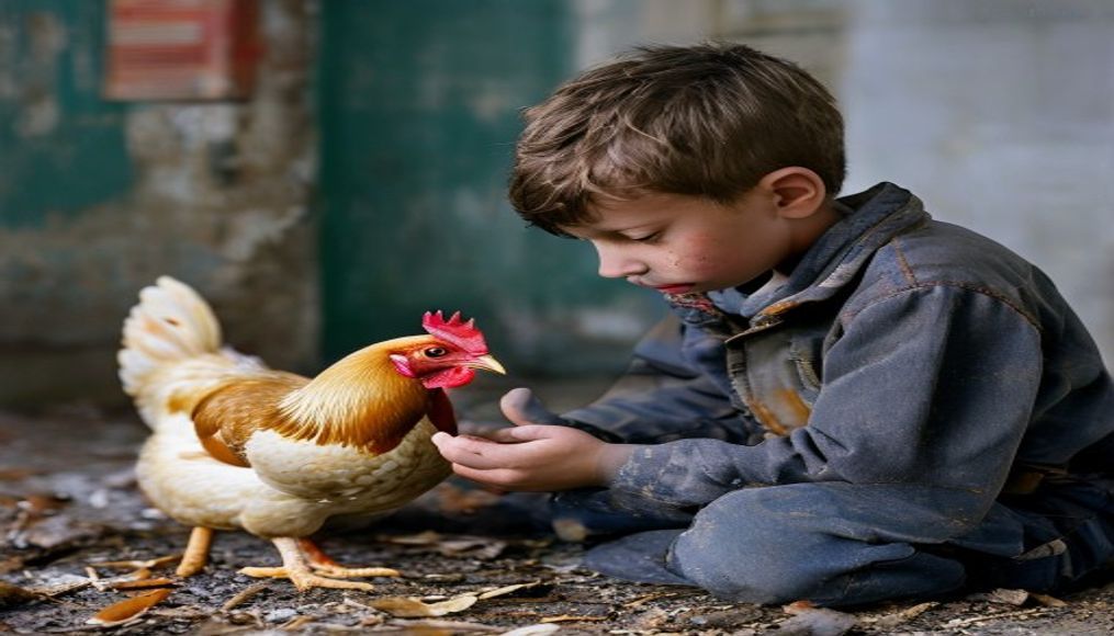 Boy, 12, wins hearts after trying to check sick chicken into Ethiopian hospital — editorial image