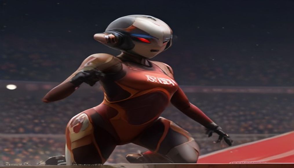 Chinese humanoid robots smash human records in 100m sprint and high jump at Beijing robot games — editorial image