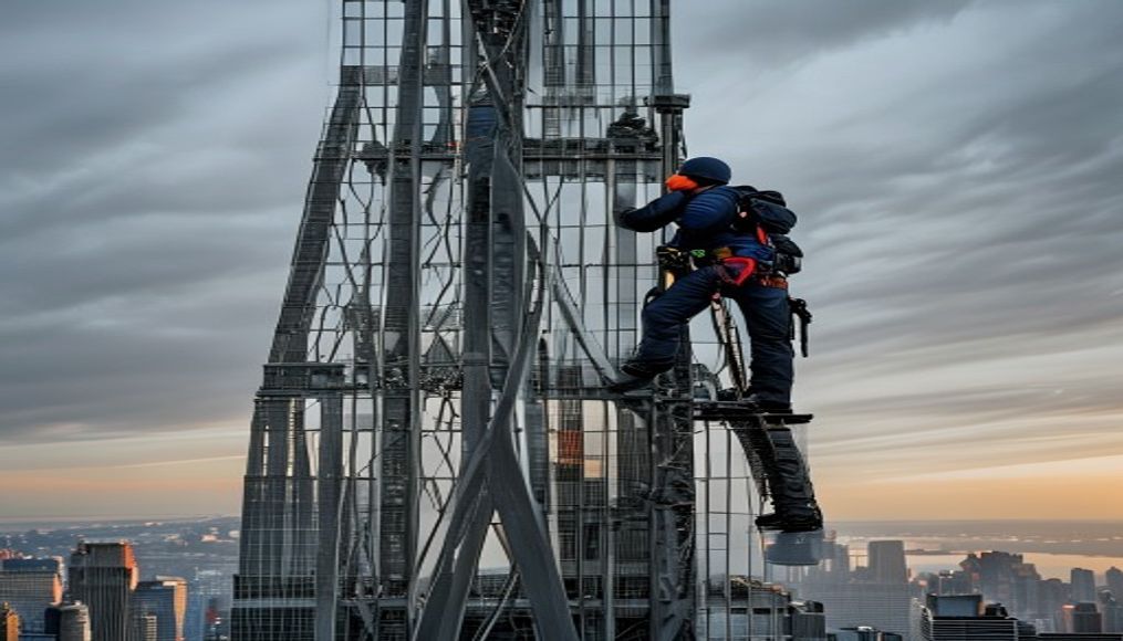 Climber couple arrested after scaling Empire State Building antenna for apparent marriage proposal — editorial image