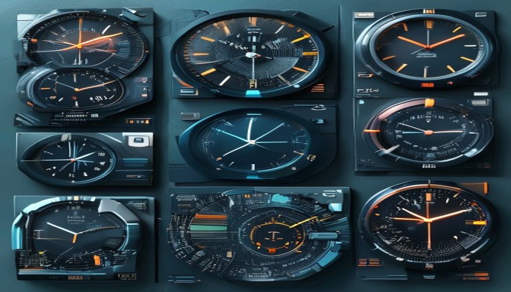 Collection of Digital Clock Designs — editorial image