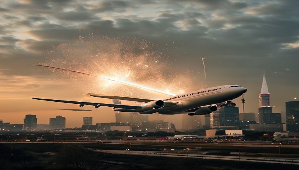 'Definitely felt a big bang': Delta plane hit by firework while landing in Chicago — editorial image
