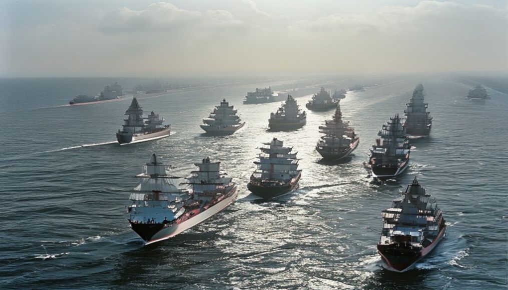 Dozens of ships head through Strait of Hormuz after US-Iran deal — editorial image