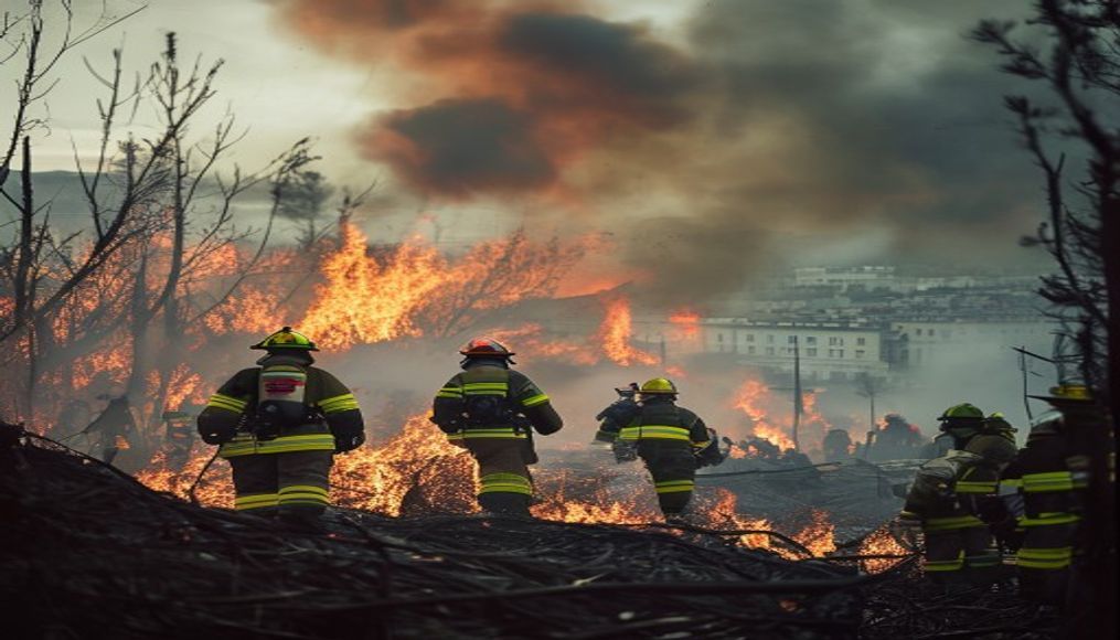 Firefighters battle wildfire as tens of thousands evacuated near Bordeaux — editorial image