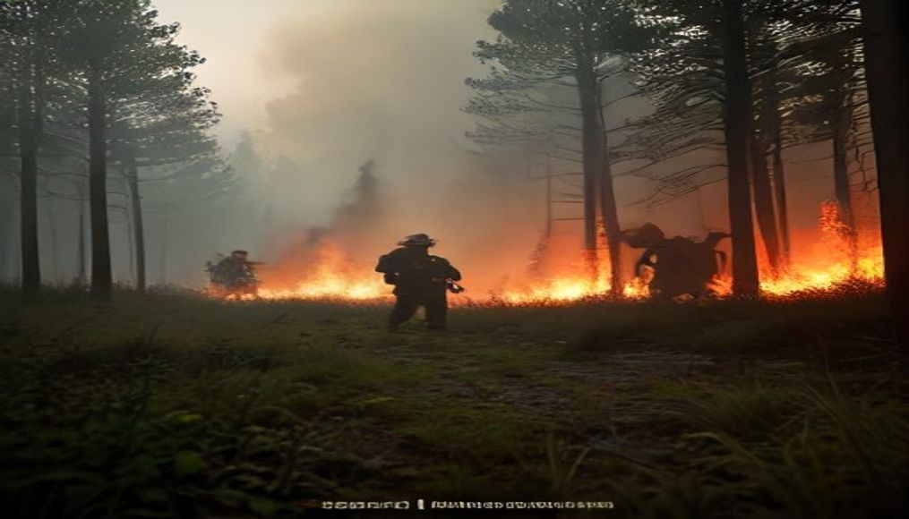 Firefighters battle wildfire tearing through Belgian nature reserve — editorial image