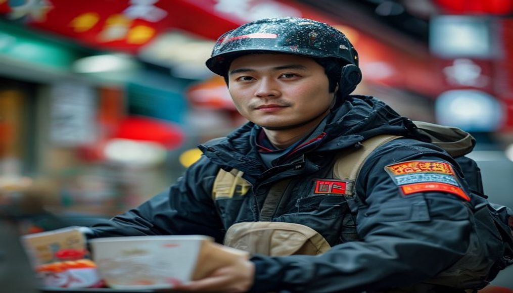 Food delivery rider wins China's top literary prize — editorial image