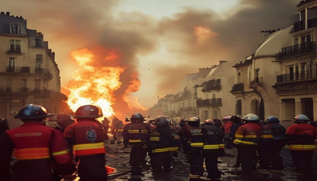 France fire crews battle heat as locals tell BBC of fight to save homes — editorial image