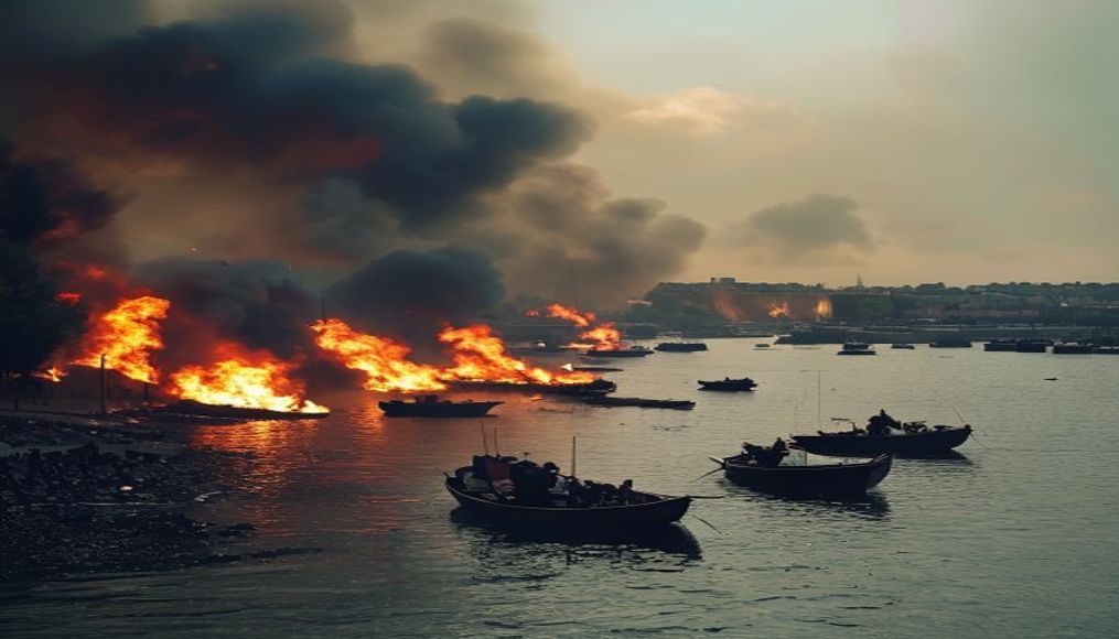France orders evacuation of tourist spot as hundreds flee wildfires by boat — editorial image