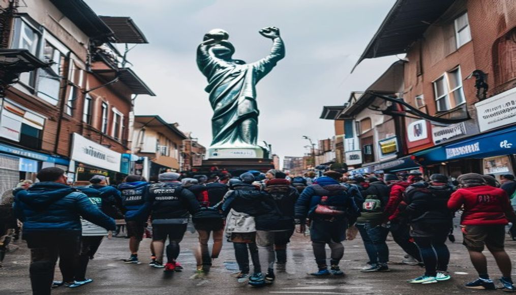 In a Patagonia town with an 85-foot Messi statue, Argentines celebrate reaching World Cup final — editorial image