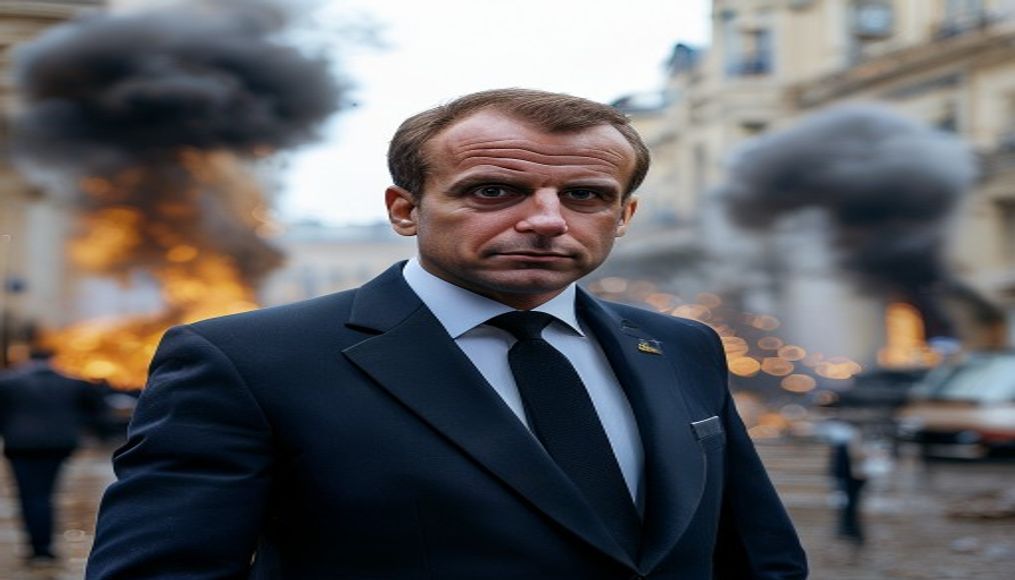 Macron safe after explosions in Syrian capital during French president's visit — editorial image