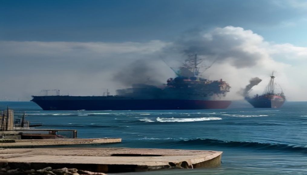 Major Russian grain export terminals hit in Ukraine Black Sea port attack — editorial image