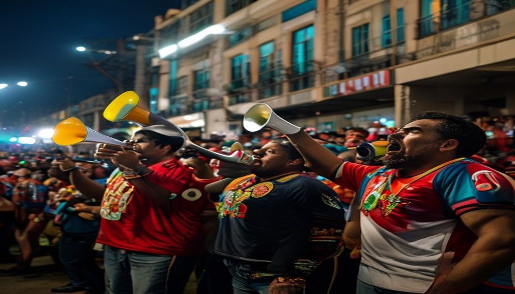 Mexican fans blast horns outside Ecuador’s hotel, fueling a sleepless night at the World Cup — editorial image