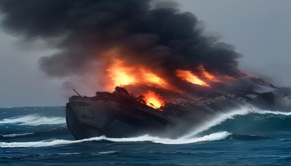 More than 150 migrants rescued after boat catches fire in Channel — editorial image