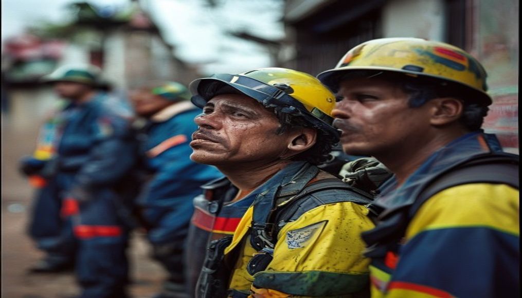 'No one move!': The agonising silence as Venezuela rescuers listen for survivors — editorial image