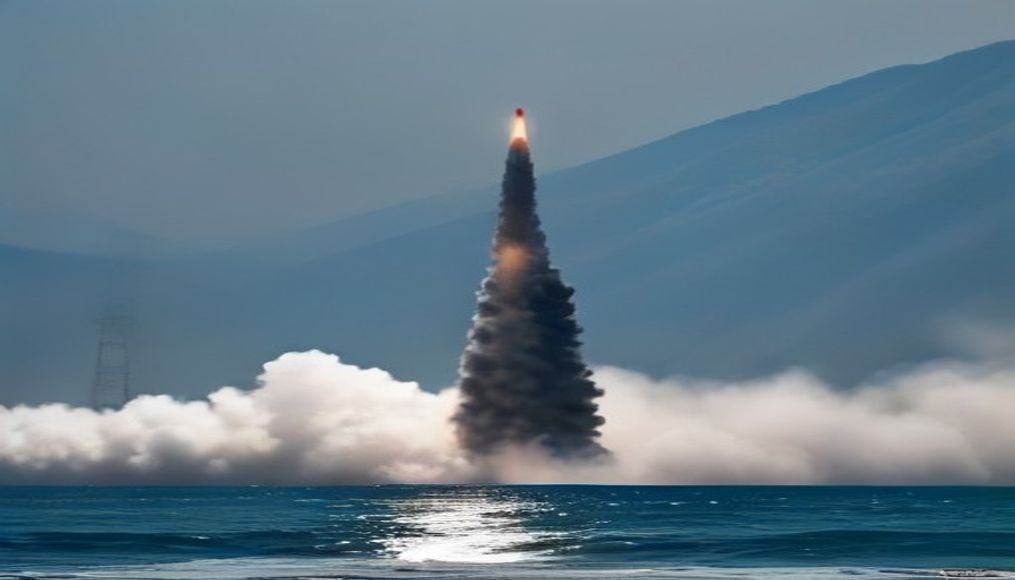 North Korea launches another missile toward sea ahead of US-South Korean military drills — editorial image