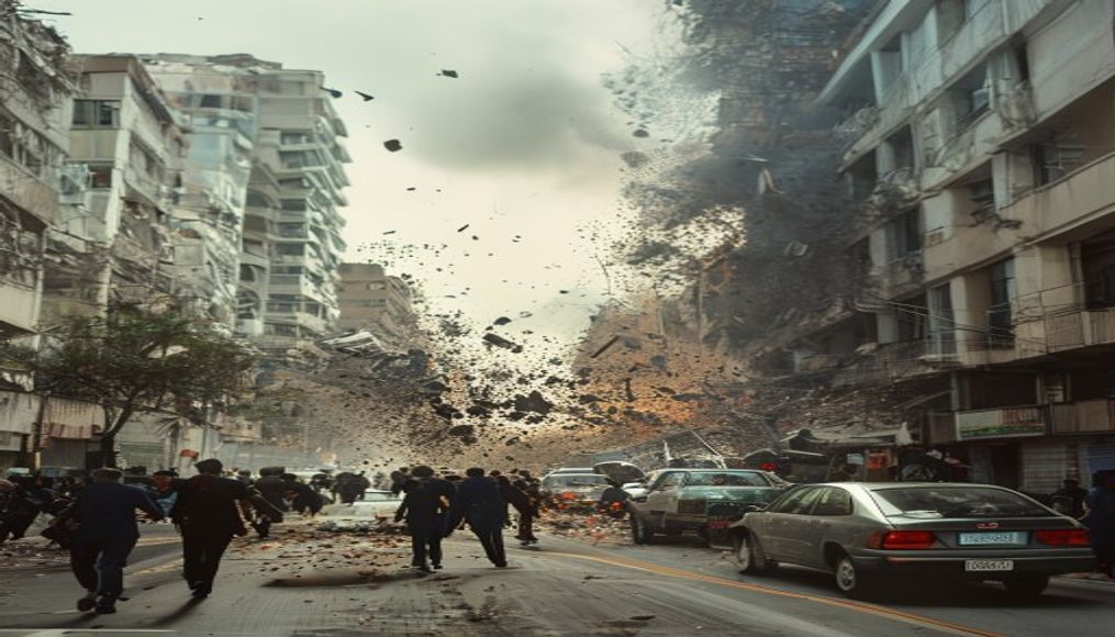 People flee as building collapses on Caracas outskirts — editorial image