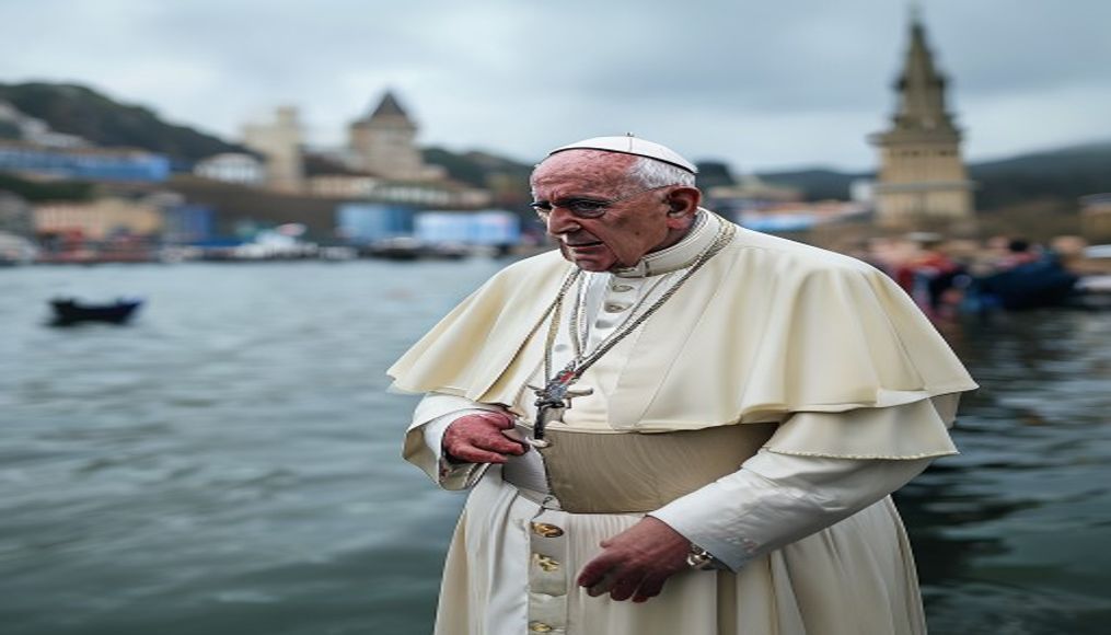 Pope urges Europe to do more for migrants while visiting gateway island — editorial image