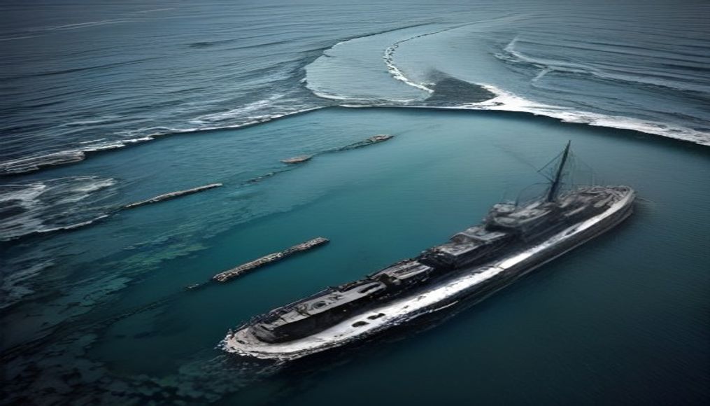 Record low Danube levels reveal sunken World War Two warship wrecks — editorial image