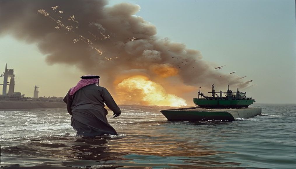 Saudi Arabia and Houthis exchange fire as US attacks tanker in Hormuz Strait — editorial image