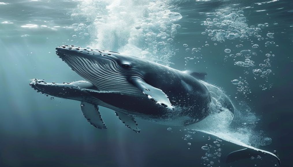 Sperm Whales blow bubbles to achieve restful, vertical sleep — editorial image