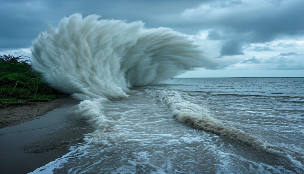 Super Typhoon Bavi makes landfall on US Pacific islands with huge wind gusts — editorial image