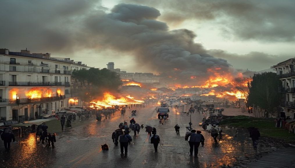 Tens of thousands evacuated from French tourist spot and near Madrid as wildfires spread — editorial image