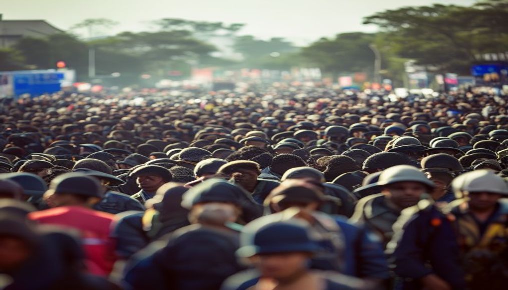 Thousands of anti-migrant protesters march in South Africa amid heavy police presence — editorial image