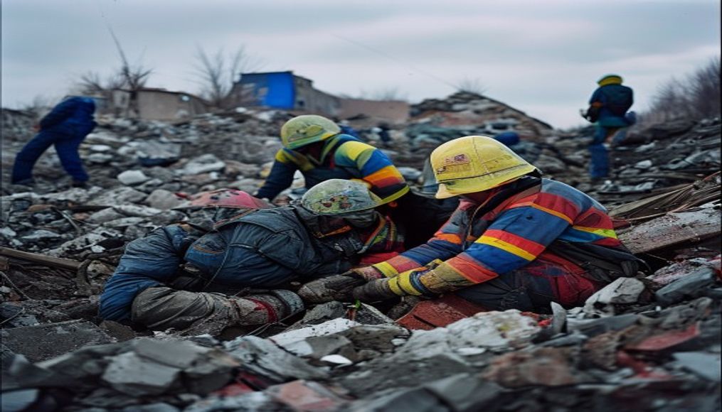 Ukraine rescuers pull dead from rubble after Russian strikes kill 22 people — editorial image