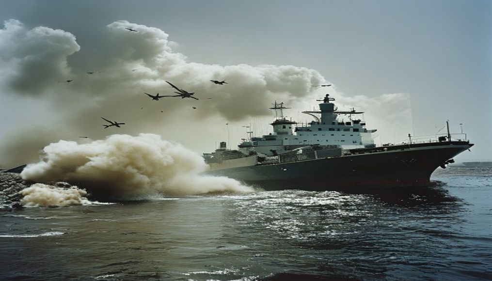 US airstrikes hit northern Iran as it disables ship trying to run the blockade — editorial image