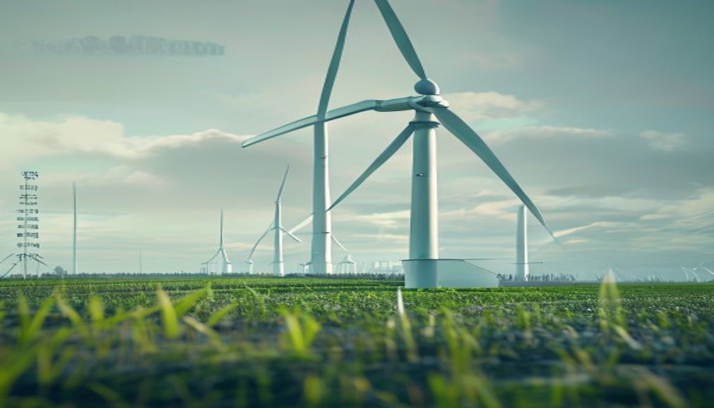 Wind turbine is being used to produce zero-carbon "green ammonia" fertilizer — editorial image
